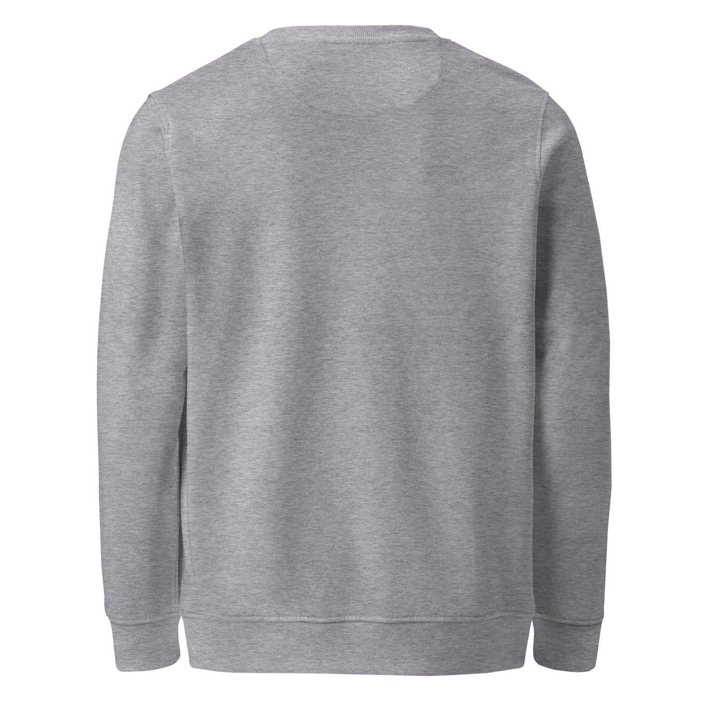 Back view of Tree of Life organic sweatshirt with minimalist tree graphic – unisex crewneck – color: grey melange