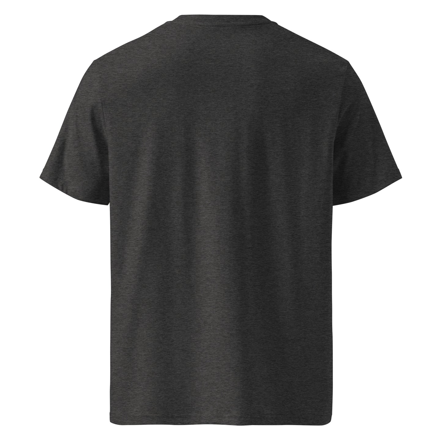Back view of Wild & Native organic cotton T-shirt with wildflower illustration inspired by West Cork – unisex tee – color: dark heather grey